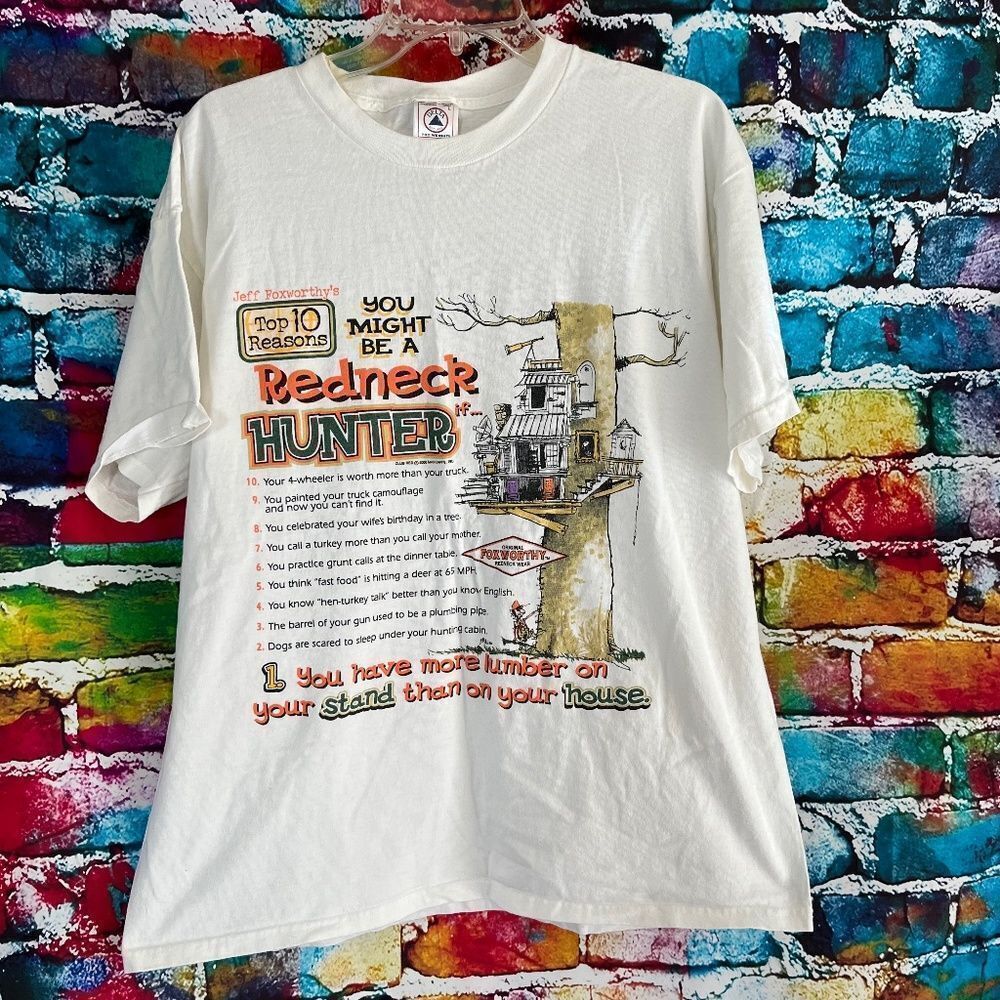 Jeff Foxworthy Deltra Brand  Redneck Hunter Tee Size Large 90s Y2K